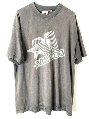 Mecca Vintage Grey Crew Neck Graphic Tee Bending Time and Space